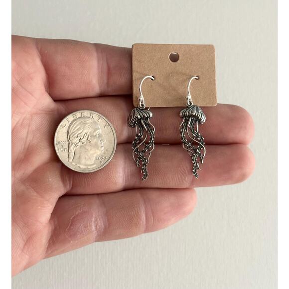 Sterling Silver Jellyfish Drop Earrings - Picture 4 of 5